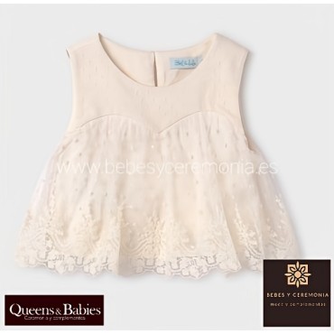 Top Tul bordado niña