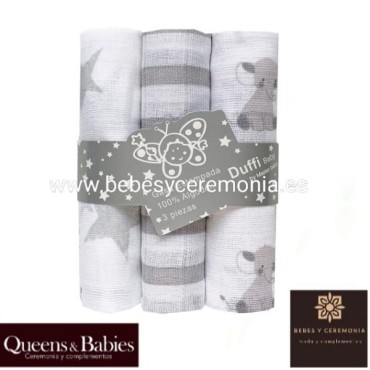 Pack de 3 gasas Muselinas Elefante