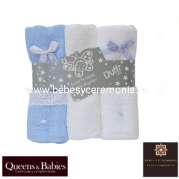 Pack de 3 gasas Muselinas Lenceras Bordadas